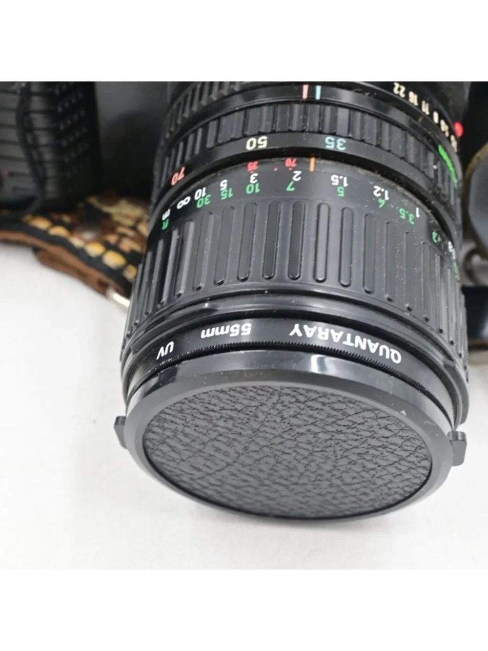 Canon T70 35mm SLR Film Camera W/ 2 Lenses, Flash, Film Untested As Is For Parts